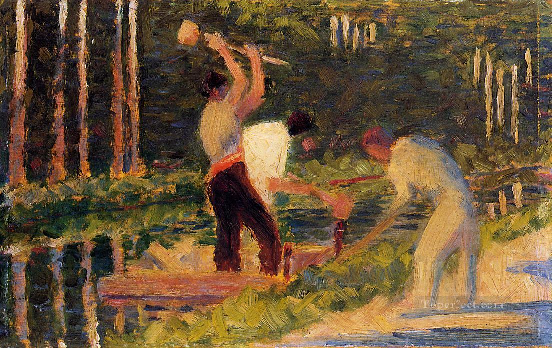 hombres poniendo estacas 1883 Pintura al óleo